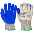 Automotive Grey HPPE/Glass knit Safety Work A3 Cut Resistant Blue Nitrile Palm Coated Glove